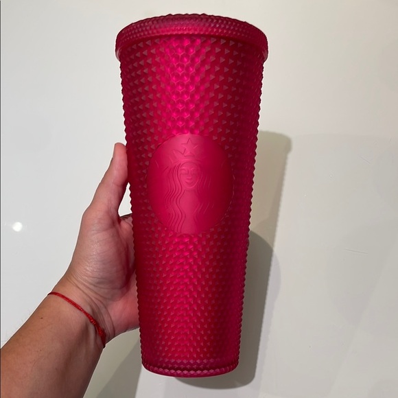 Starbucks Limited Edition 2021 Ruby Hot Pink Soft Touch Jelly Bling Studded 24oz - Picture 3 of 9